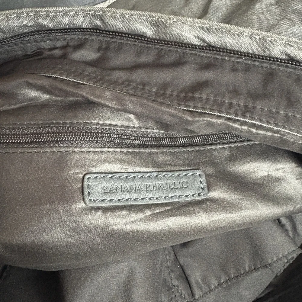 Banana Republic Metallic Canvas Large Hobo Bag Women's Dark Gray Silver Carryall